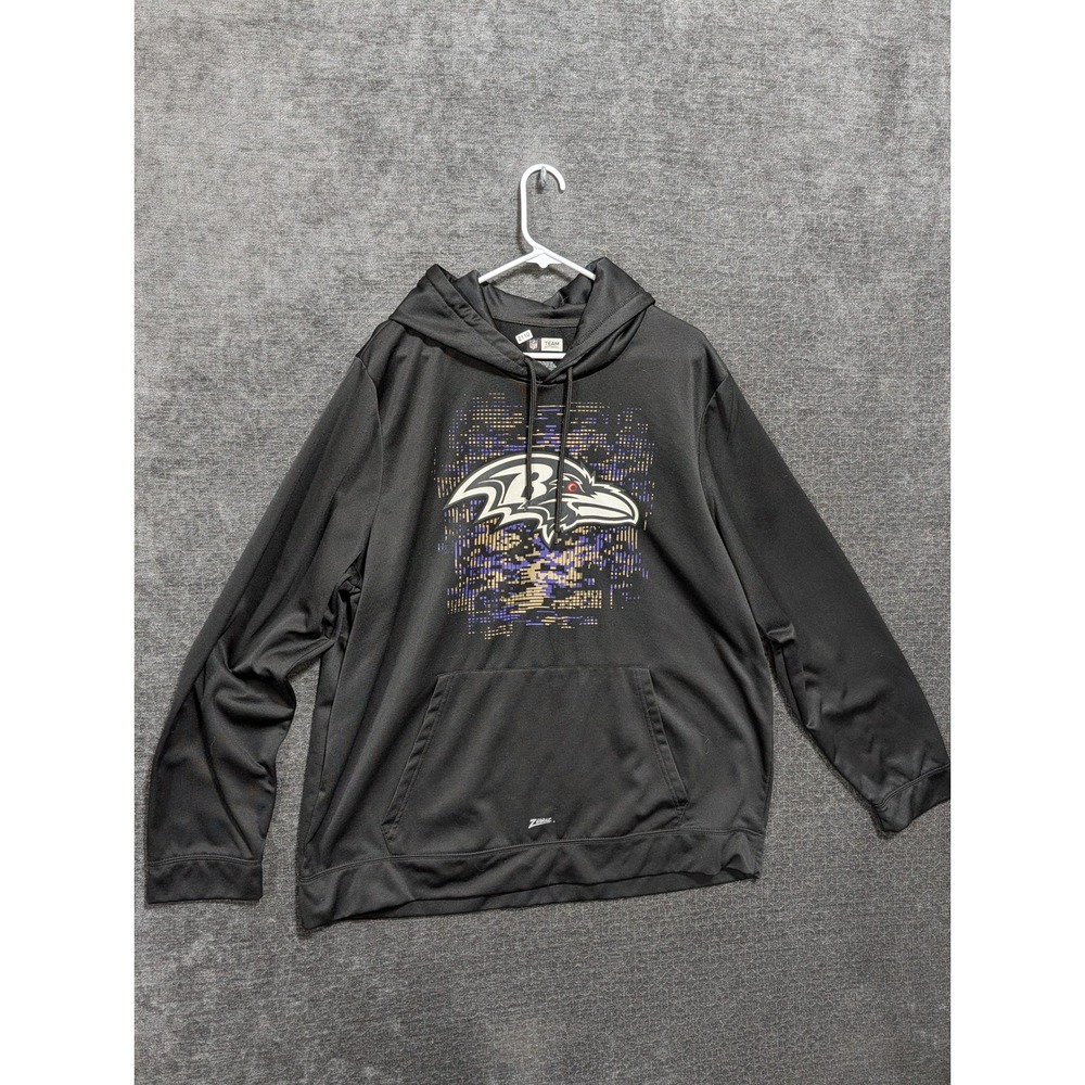 Zubaz NFL Team Apparel Baltimore Ravens Hoodie Black Mens XXL Pullover